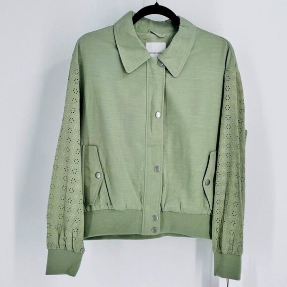 Avec Les Filles  Bomber Jacket Size M Embroidered Eyelet Sleeve - Picture 1 of 14